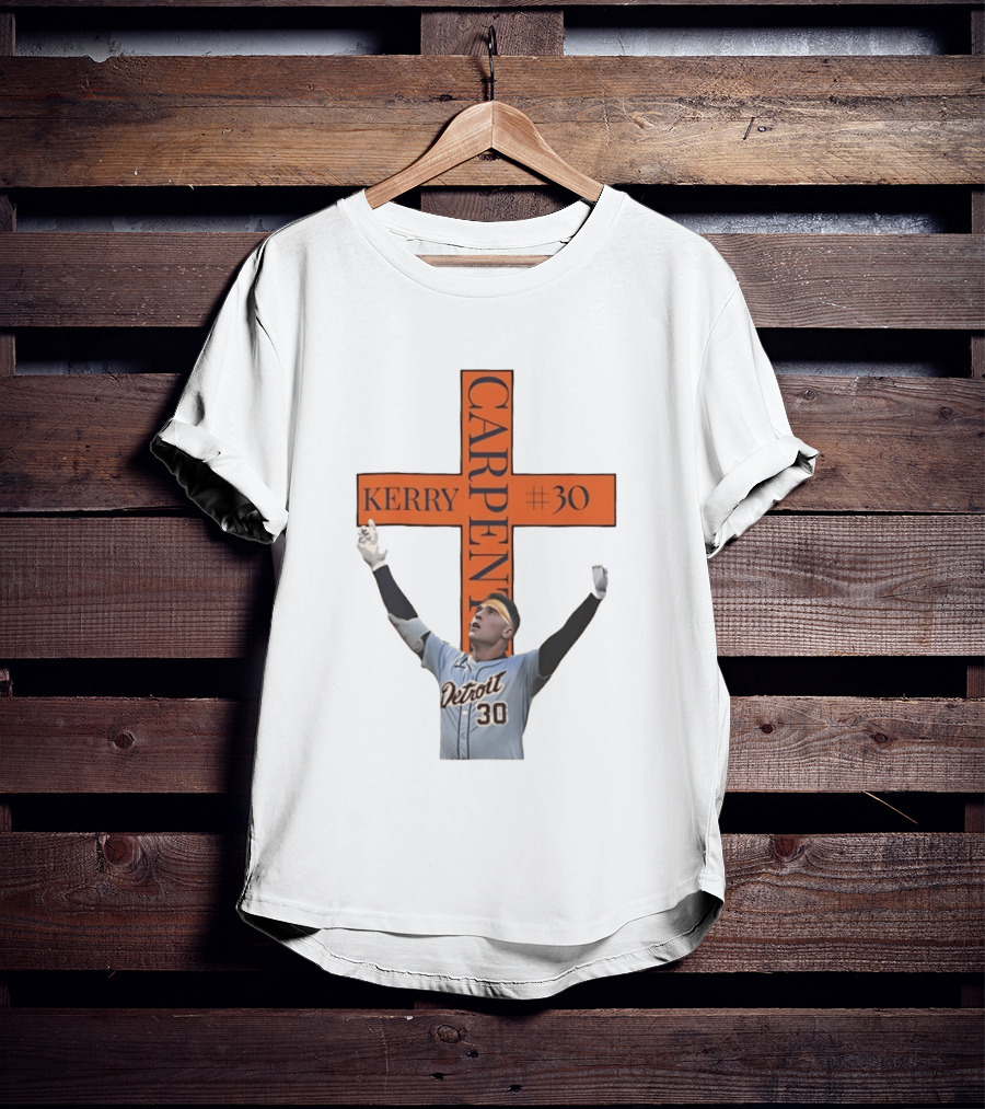 Kerry Carpenter Detroit Tigers #30 Praise The Lord Cross T-Shirt