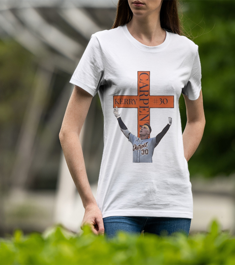 Kerry Carpenter Detroit Tigers #30 Praise The Lord Cross T-Shirt