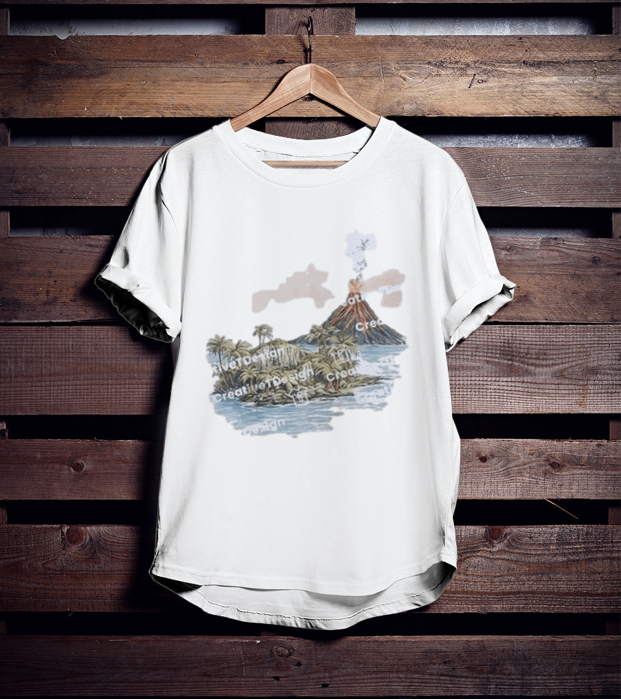Lava Flow Volcano Tropical Island Creative T-Shirt