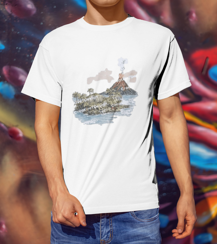 Lava Flow Volcano Tropical Island Creative T-Shirt