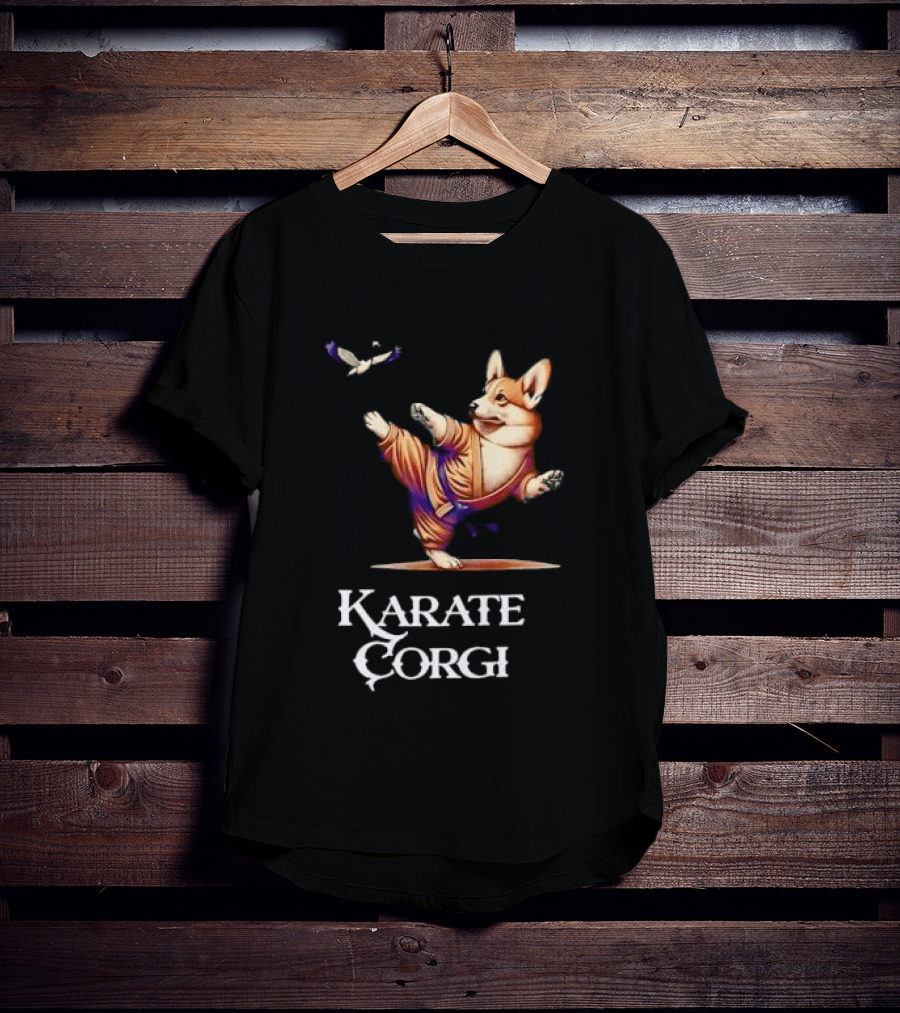 Karate Corgi Flying Crane Martial Arts Animal T-Shirt