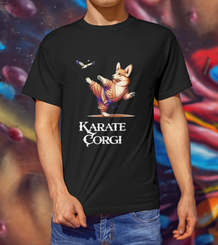Karate Corgi Flying Crane Martial Arts Animal T-Shirt