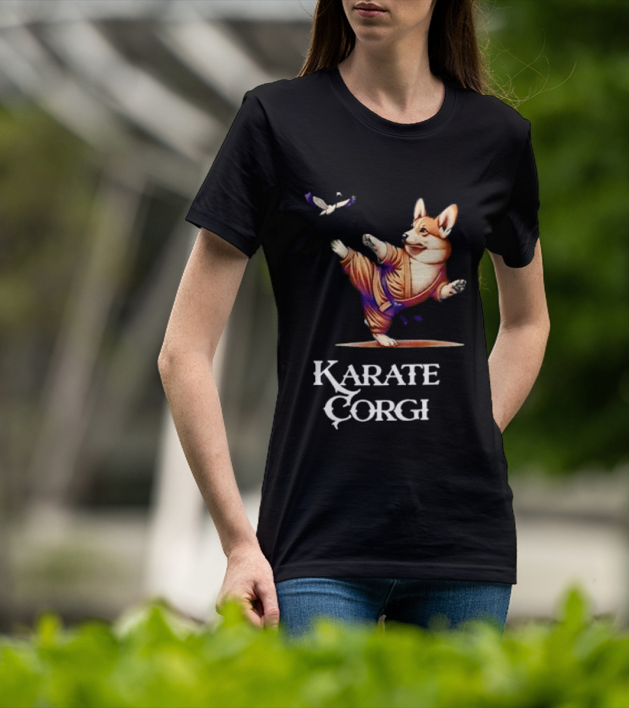 Karate Corgi Flying Crane Martial Arts Animal T-Shirt