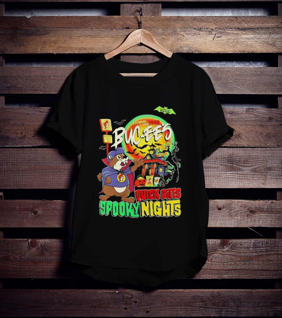 Buc Ee's Eternal Since 1982 Quick Bites Spooky Nights Halloween Glow In The Dark T-Shirt