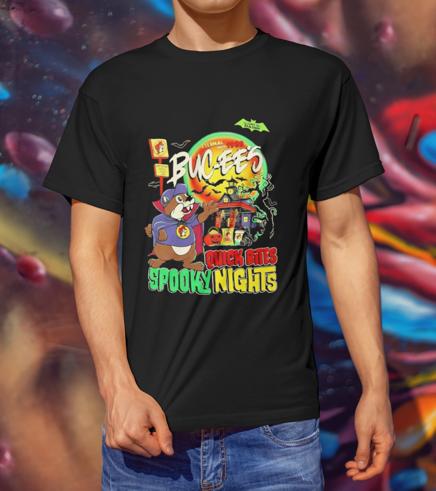 Buc Ee's Eternal Since 1982 Quick Bites Spooky Nights Halloween Glow In The Dark T-Shirt
