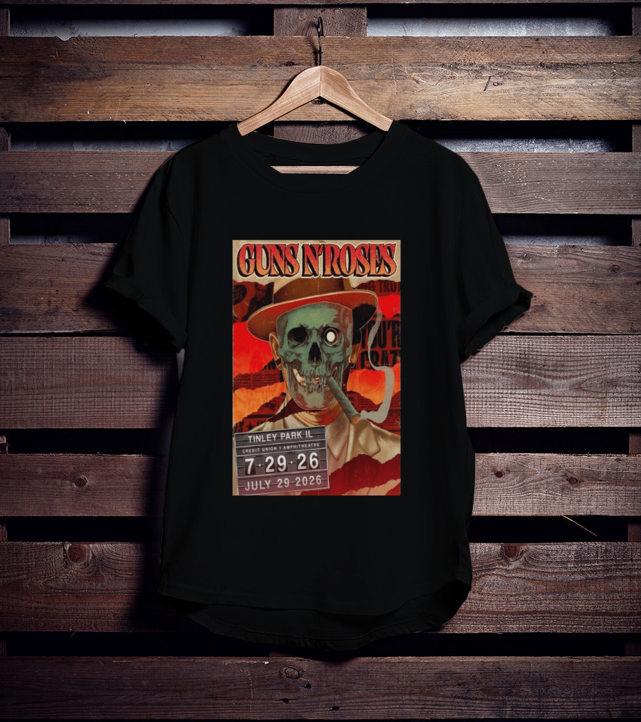 Guns N Roses 07.29.2026 Tinley Park Skull Concert Credit Union Amphitheatre T-Shirt