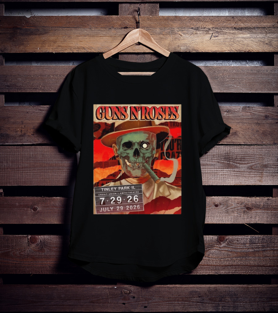 Guns N Roses Tinley Park IL July 29 2026 Concert Credit Union 1 Amphitheatre T-Shirt