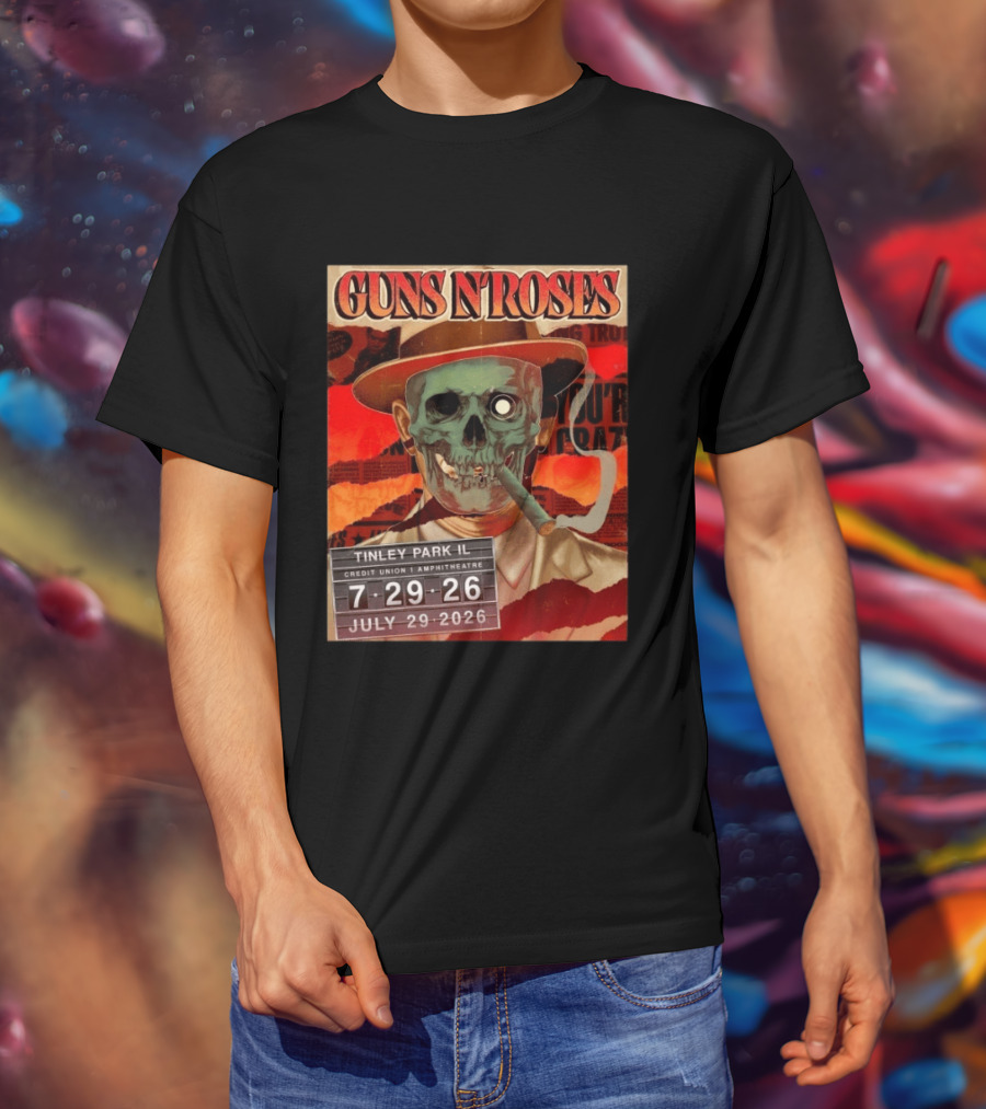 Guns N Roses Tinley Park IL July 29 2026 Concert Credit Union 1 Amphitheatre T-Shirt