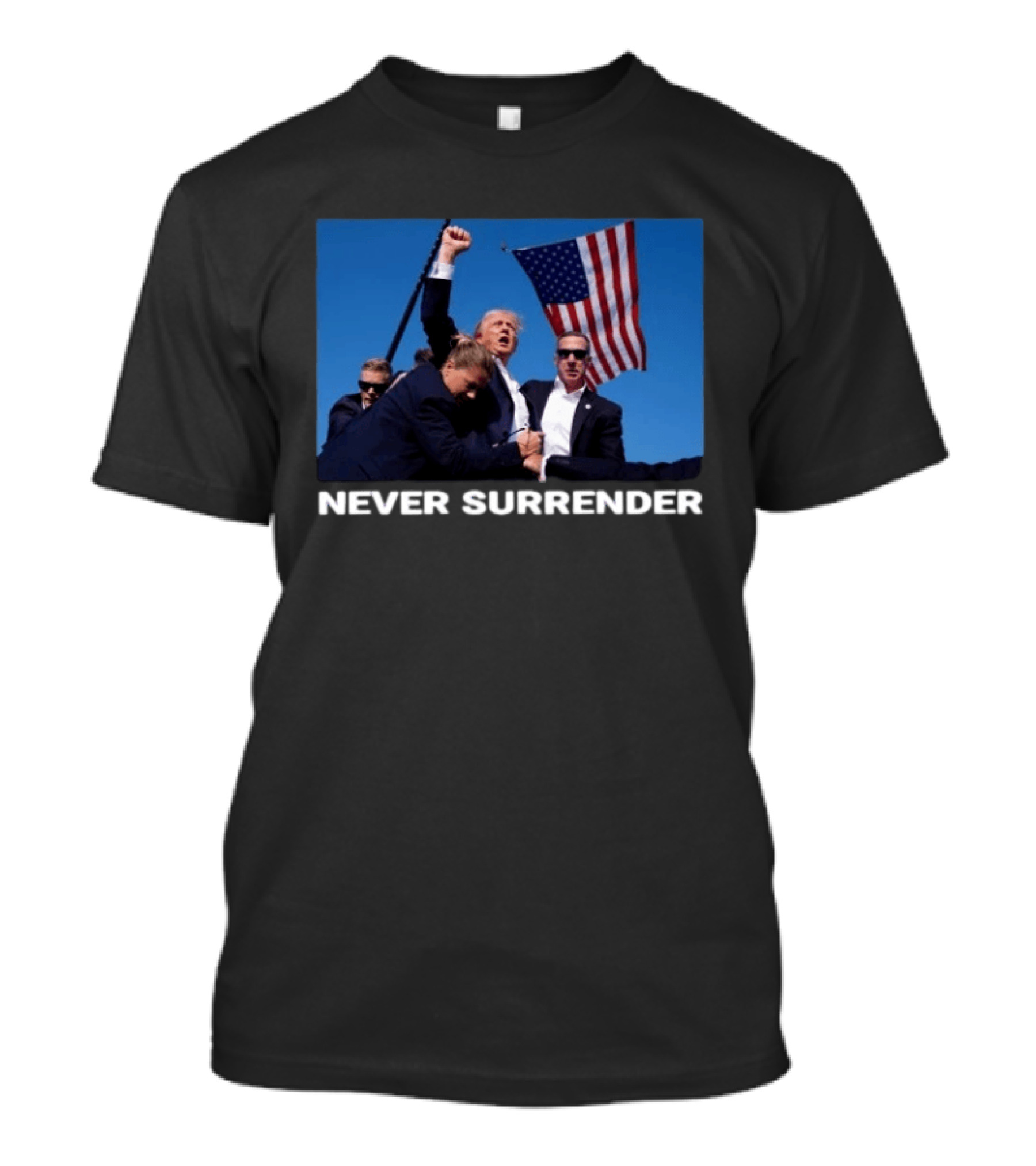 Never Surrender American Flag Political T-Shirt