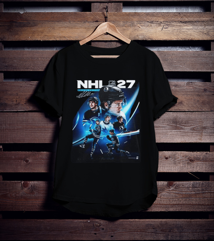 NHL 27 Deluxe Edition Macklin Celebrini Autographed Cover T-Shirt