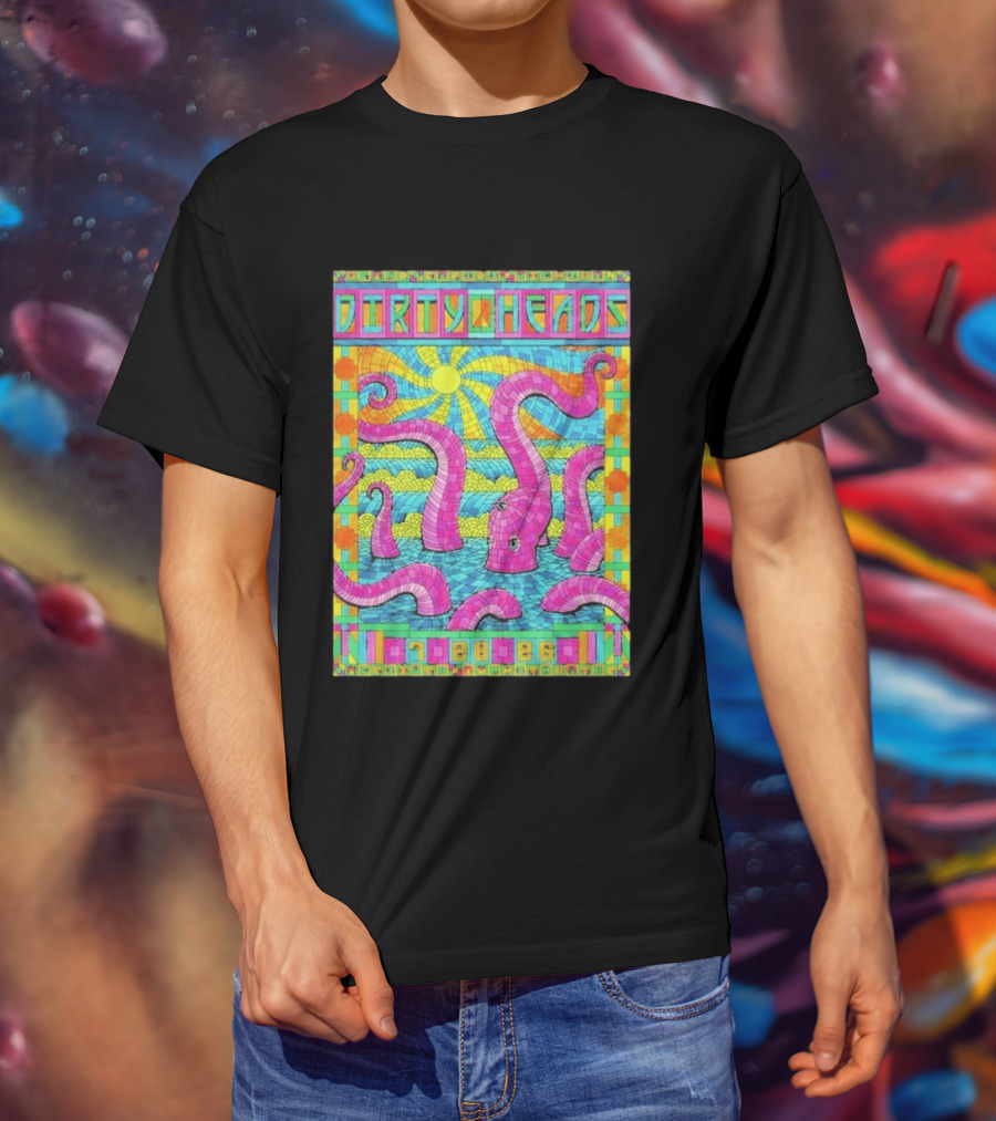 Dirty Heads Grand Rapids MI Acrisure Amphitheater July 28 2026 Psychedelic Octopus Sunburst T-Shirt