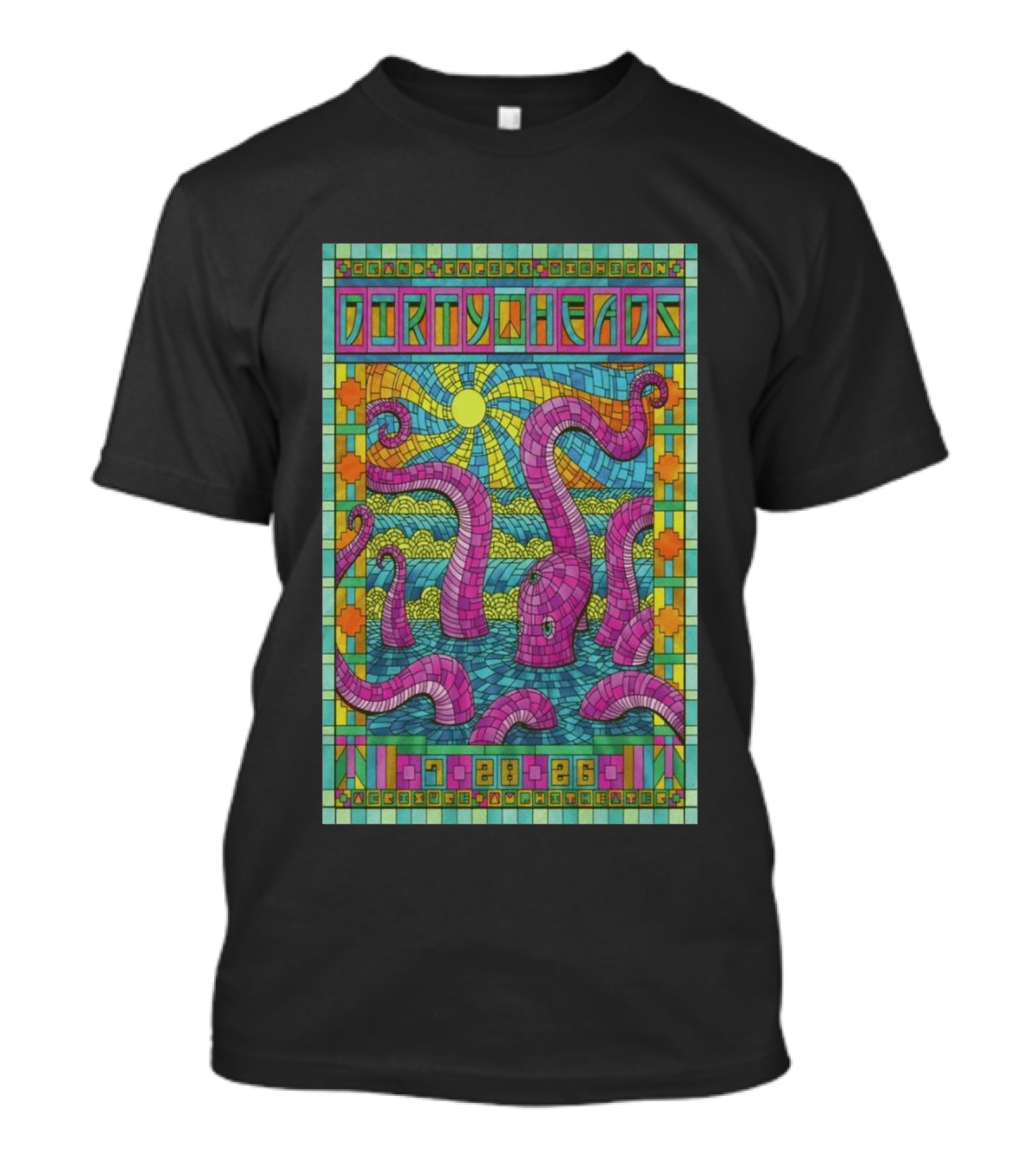Grand Rapids Michigan Dirty Heads Concert 2026 Octopus Mosaic T-Shirt