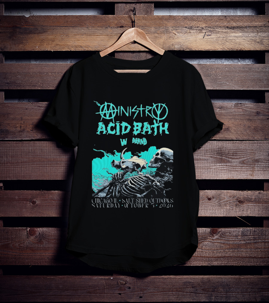 Ministry X Acid Bath Windhand Chicago IL Salt Shed Outdoors October 3 2026 Skeletons And Sea Monster T-Shirt
