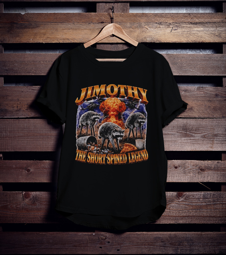 Jimothy Raccoon The Short Spined Legend Explosion With Helicopters And Trash Can T-Shirt