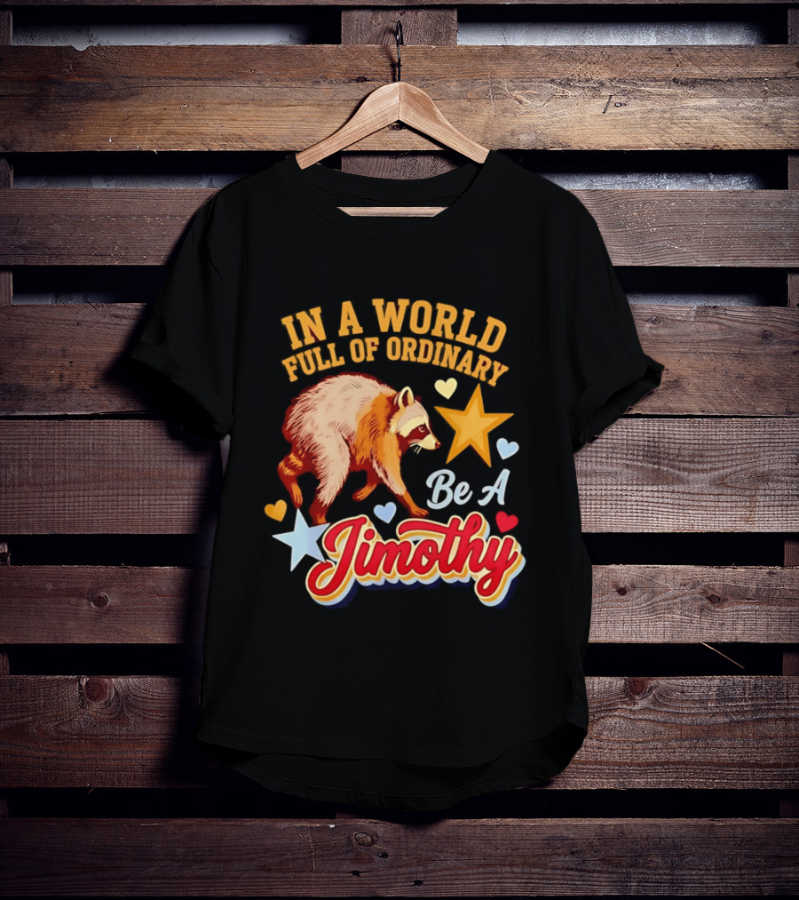 In A World Full Of Ordinary Be A Jimothy Raccoon Stars Hearts T-Shirt
