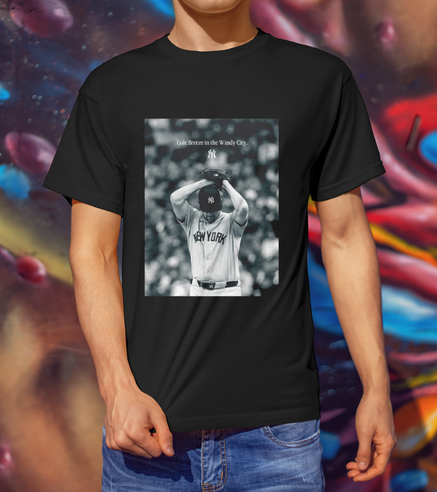 New York Yankees Cole Breeze Pitching Moment In The Windy City T-Shirt