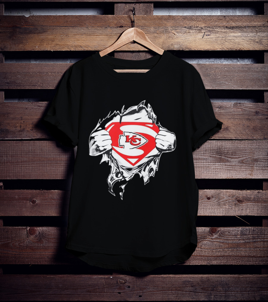 Kansas City Chiefs Superman Rip KC Logo Fan Pride T-Shirt