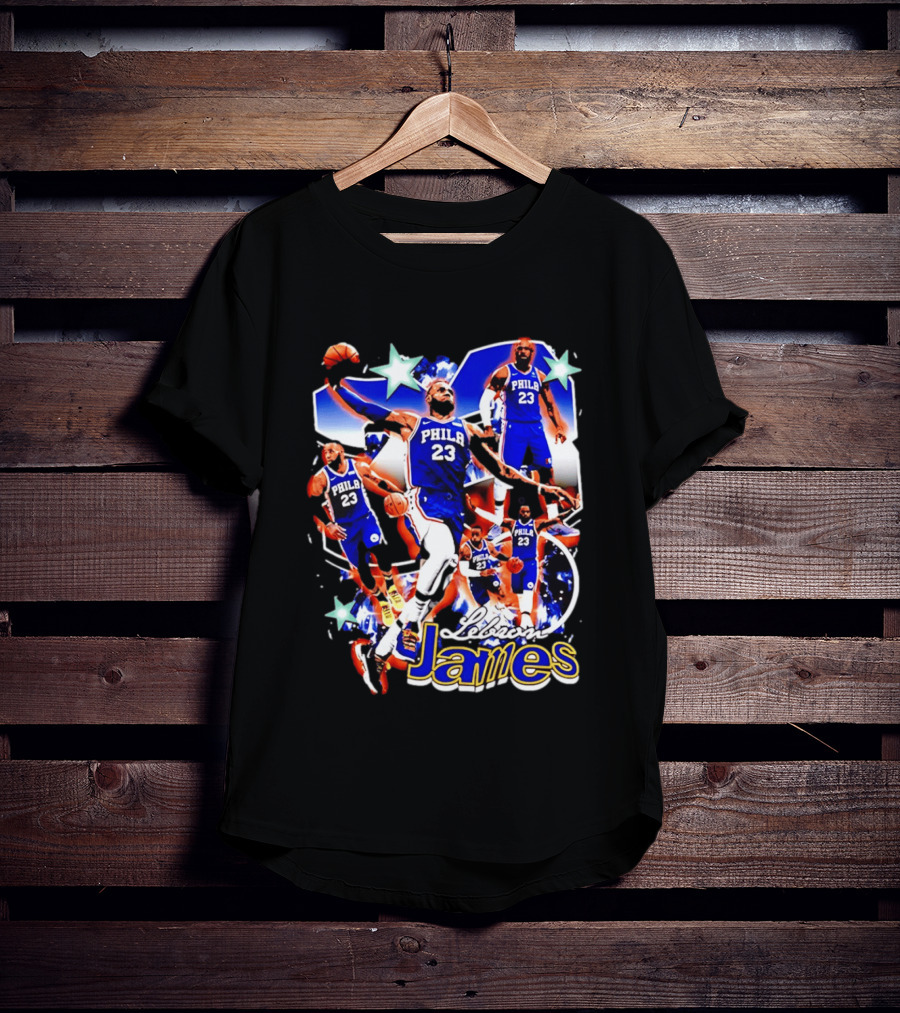 LeBron James Phila 23 Basketball Collage Stars T-Shirt