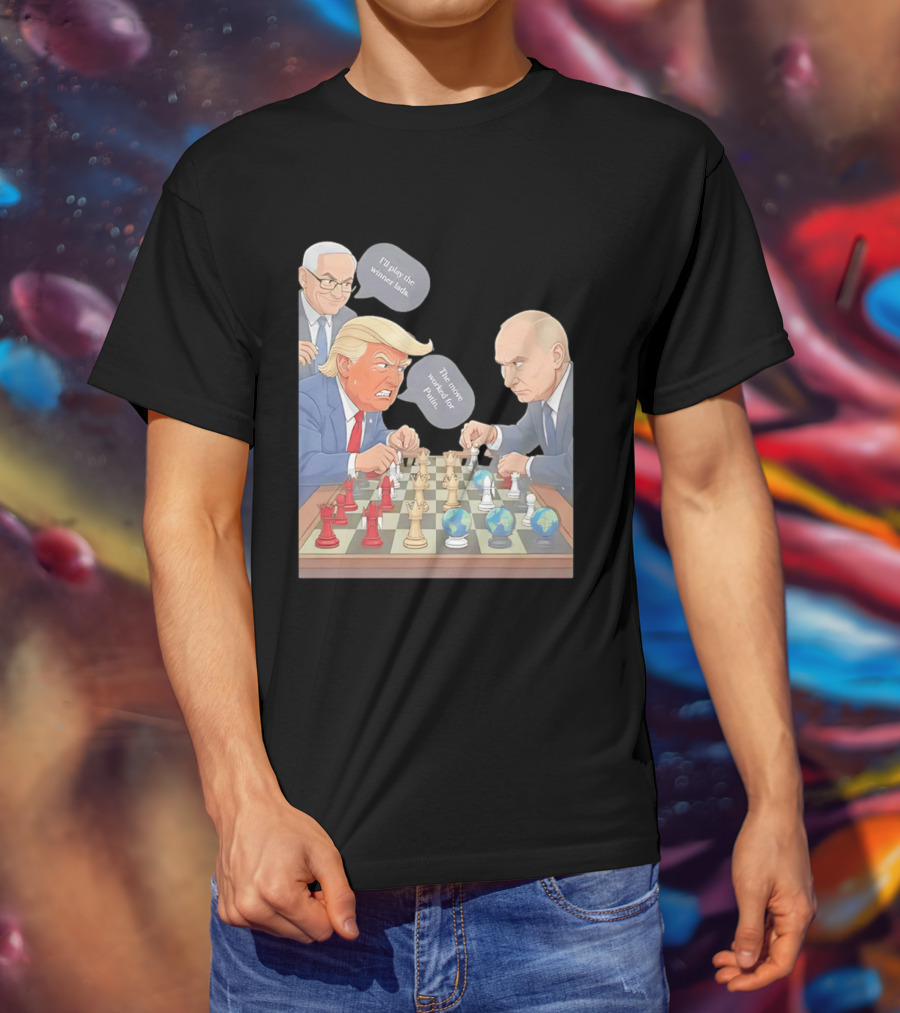 Political Chess Game Trump Putin World Leaders Cartoon T-Shirt