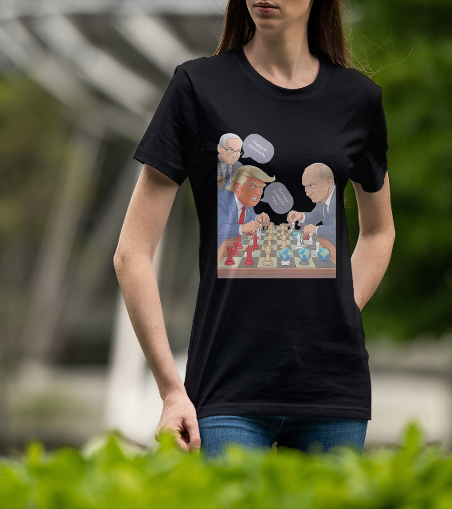 Political Chess Game Trump Putin World Leaders Cartoon T-Shirt