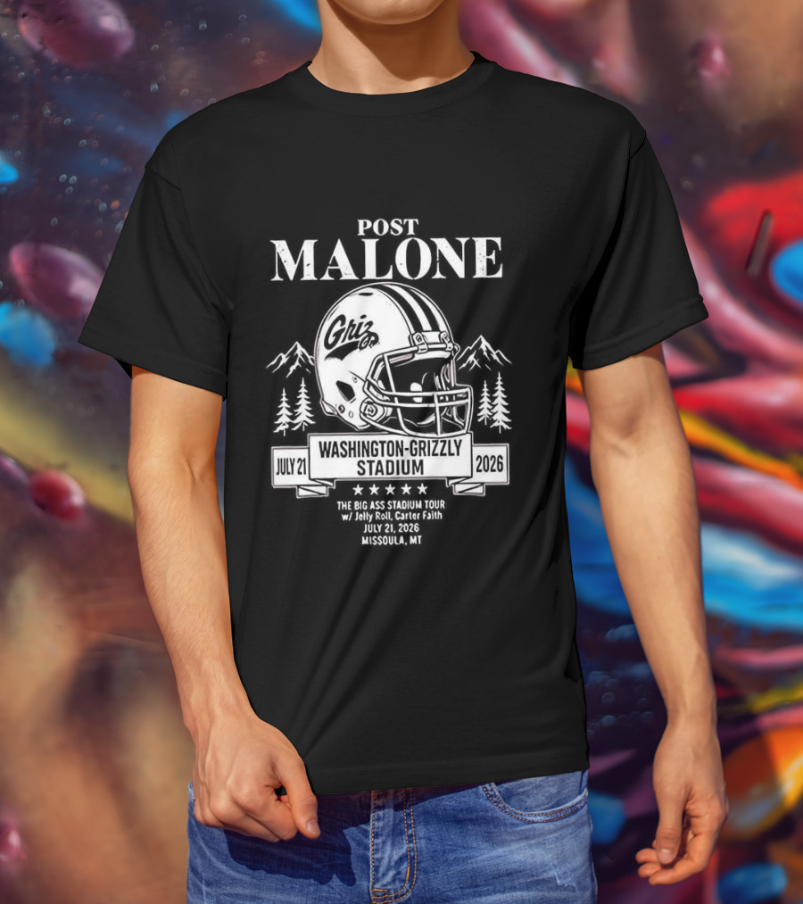 Post Malone Washington Grizzly Stadium Tour 2026 Montana Grizzlies Missoula July 2 T-Shirt