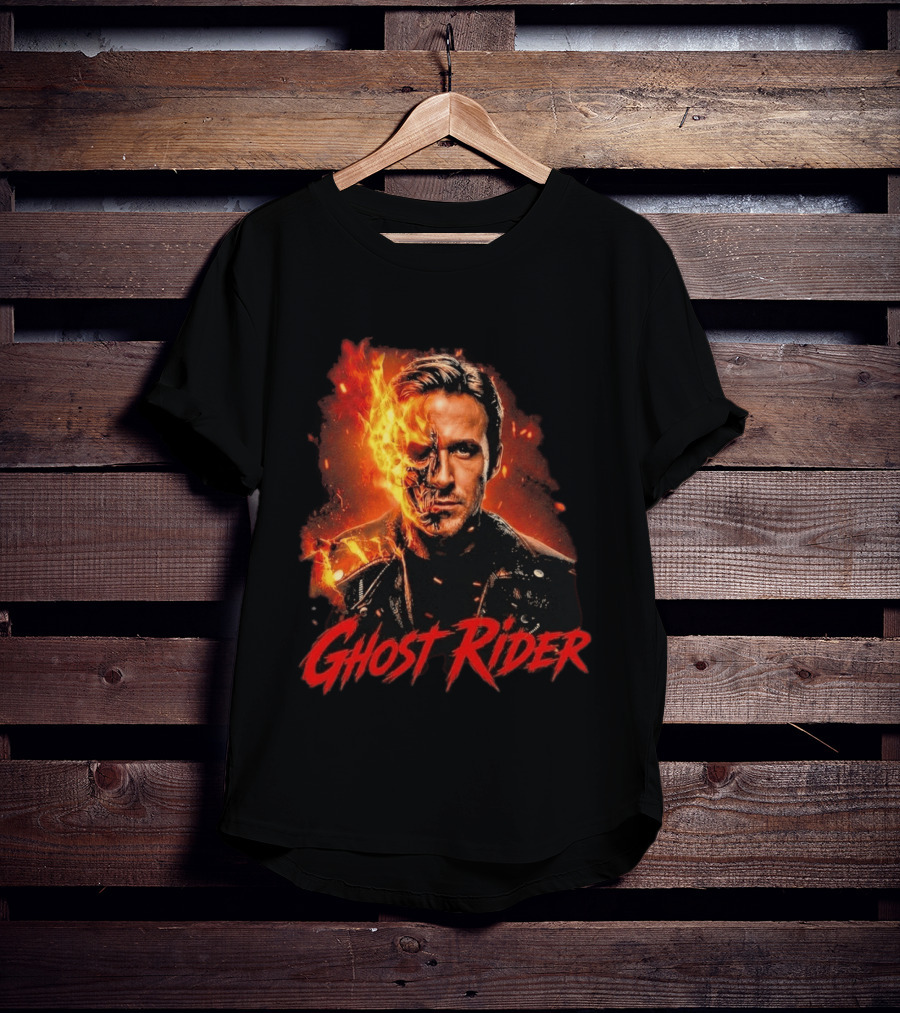 Ryan Gosling Ghost Rider Fiery Half Face Marvel T-Shirt