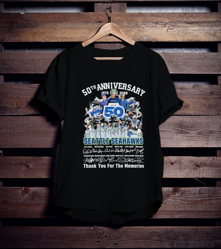 Seattle Seahawks 50th Anniversary 1976 2023 Thank You For The Memories T-Shirt