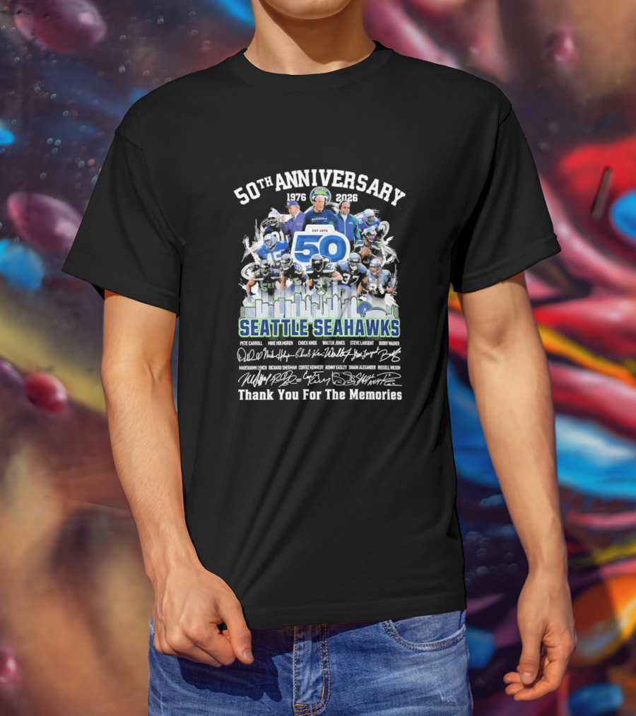 Seattle Seahawks 50th Anniversary 1976 2023 Thank You For The Memories T-Shirt