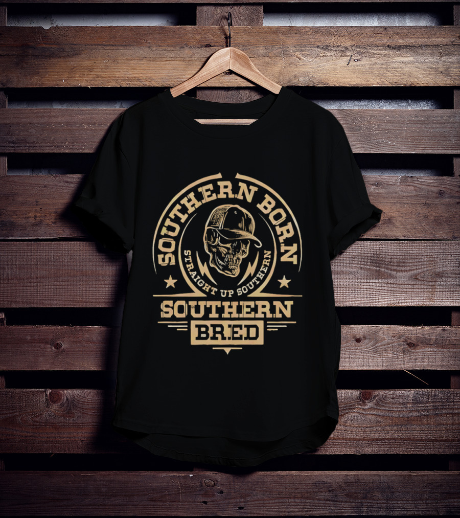 Southern Born Straight Up Southern Bred Skull Cap T-Shirt