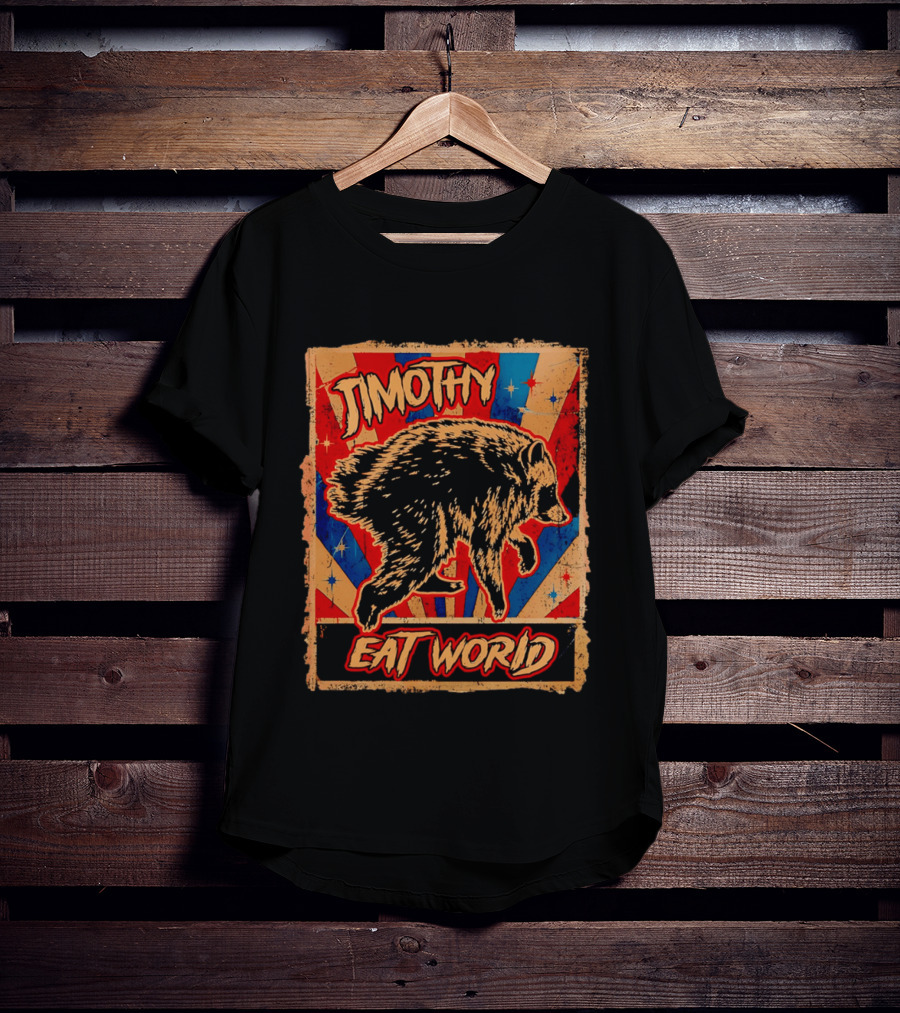 Timothy Raccoon Eat World Retro Starburst T-Shirt