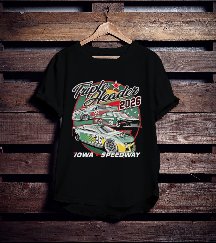 Triple Header 2026 Iowa Speedway Racing Cars Stars T-Shirt