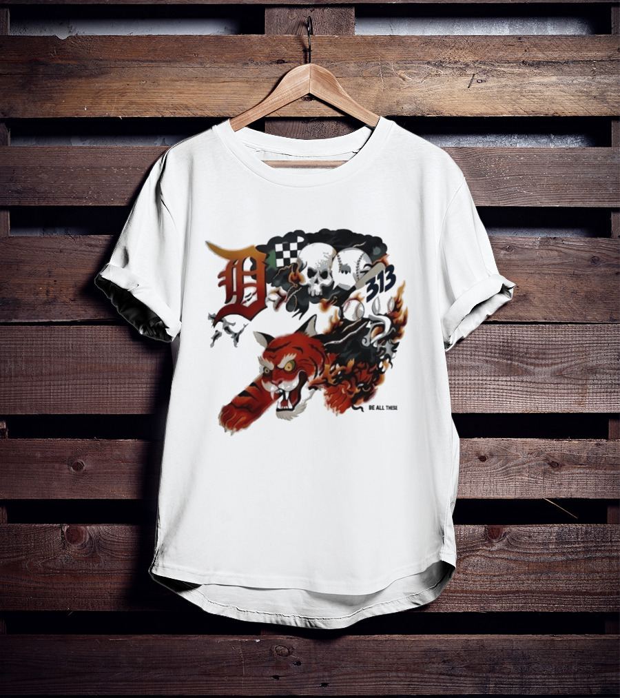 Detroit Tigers Boys & Girls Clubs Of Greater Detroit 313 Skulls Tiger Flame 2026 T-Shirt