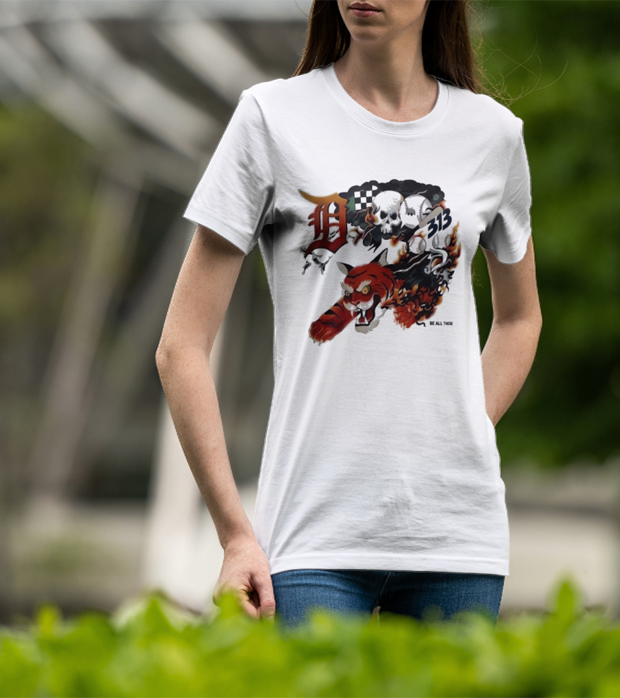 Detroit Tigers Boys & Girls Clubs Of Greater Detroit 313 Skulls Tiger Flame 2026 T-Shirt