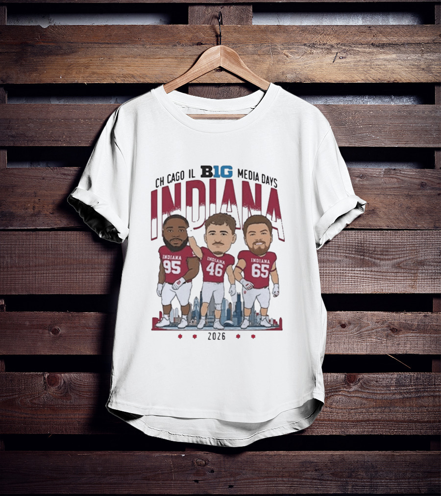 Indiana Hoosiers Big Ten Media Days 2026 Chicago Player Caricature T-Shirt
