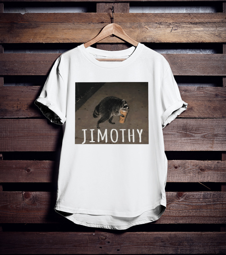 Jimothy Raccoon Carrying Iced Coffee Meme Animal Lover T-Shirt