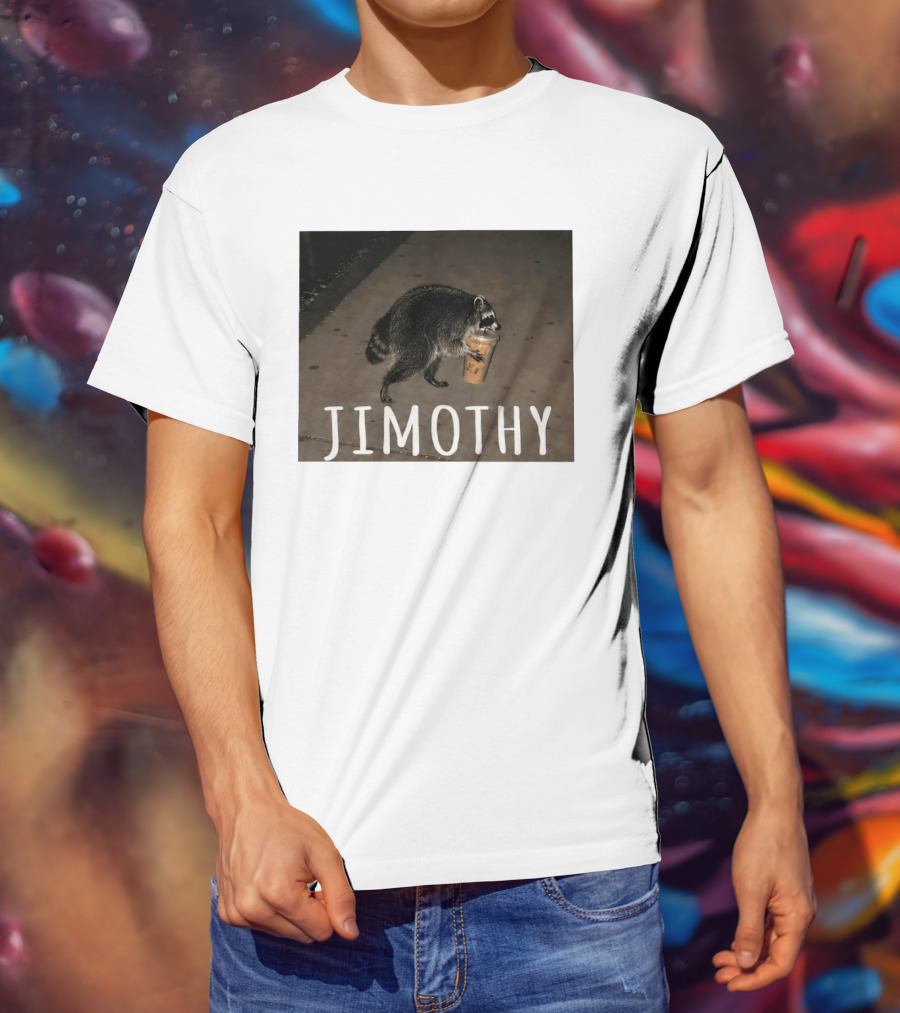 Jimothy Raccoon Carrying Iced Coffee Meme Animal Lover T-Shirt