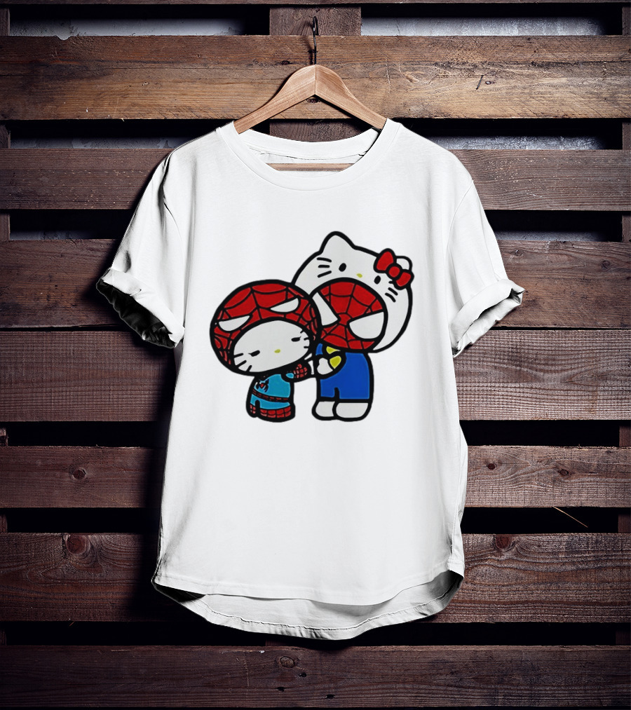Kitty Hug Spider Man Mask Cute T-Shirt