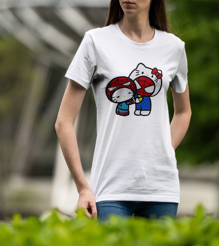 Kitty Hug Spider Man Mask Cute T-Shirt
