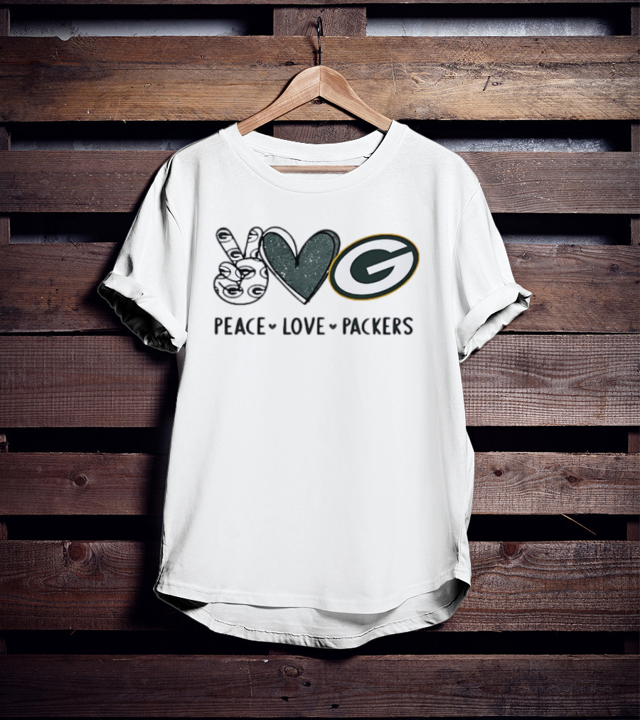 Peace Love Green Bay Packers Football Team NFL Fan Merchandise T-Shirt