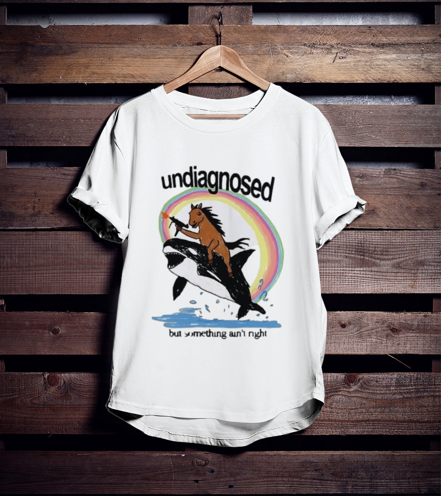 Undiagnosed Horse Riding Orca But Something Ain't Right Gun Rainbow T-Shirt
