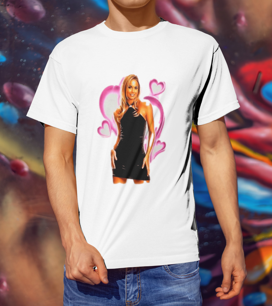 WWE Stacy Keibler Pink Hearts Glamorous Pose T-Shirt