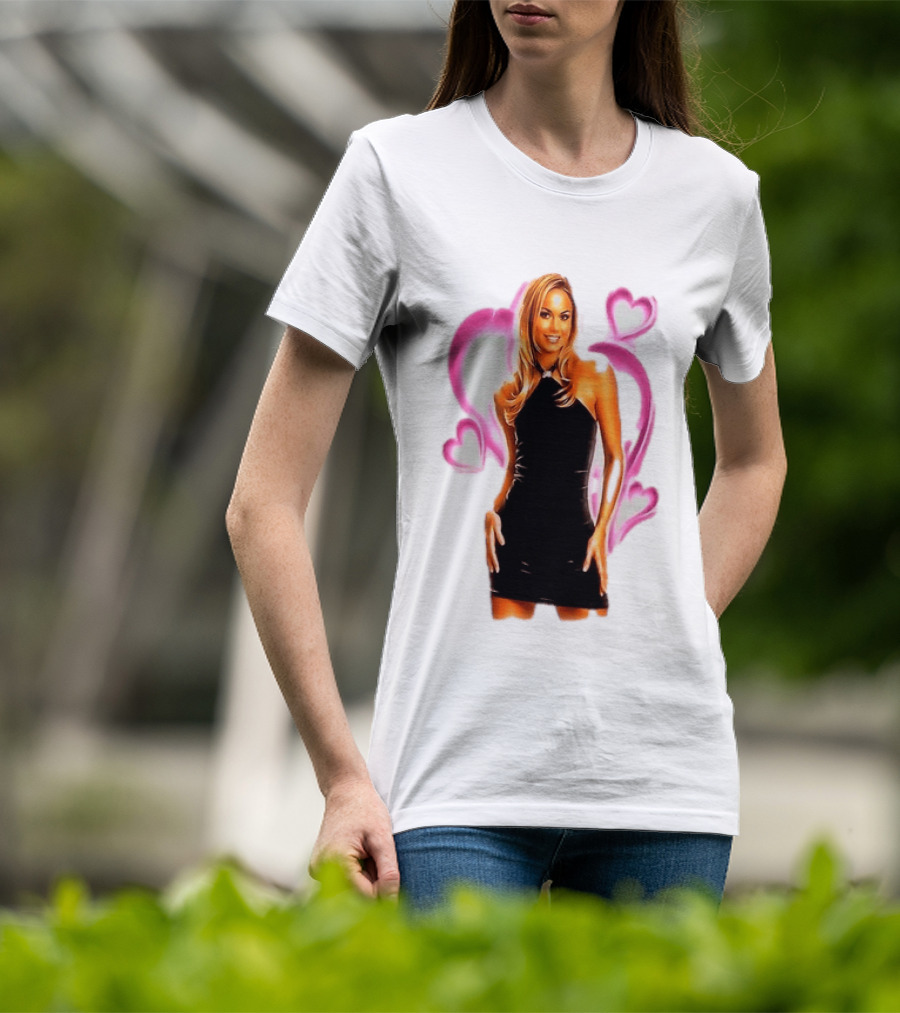 WWE Stacy Keibler Pink Hearts Glamorous Pose T-Shirt