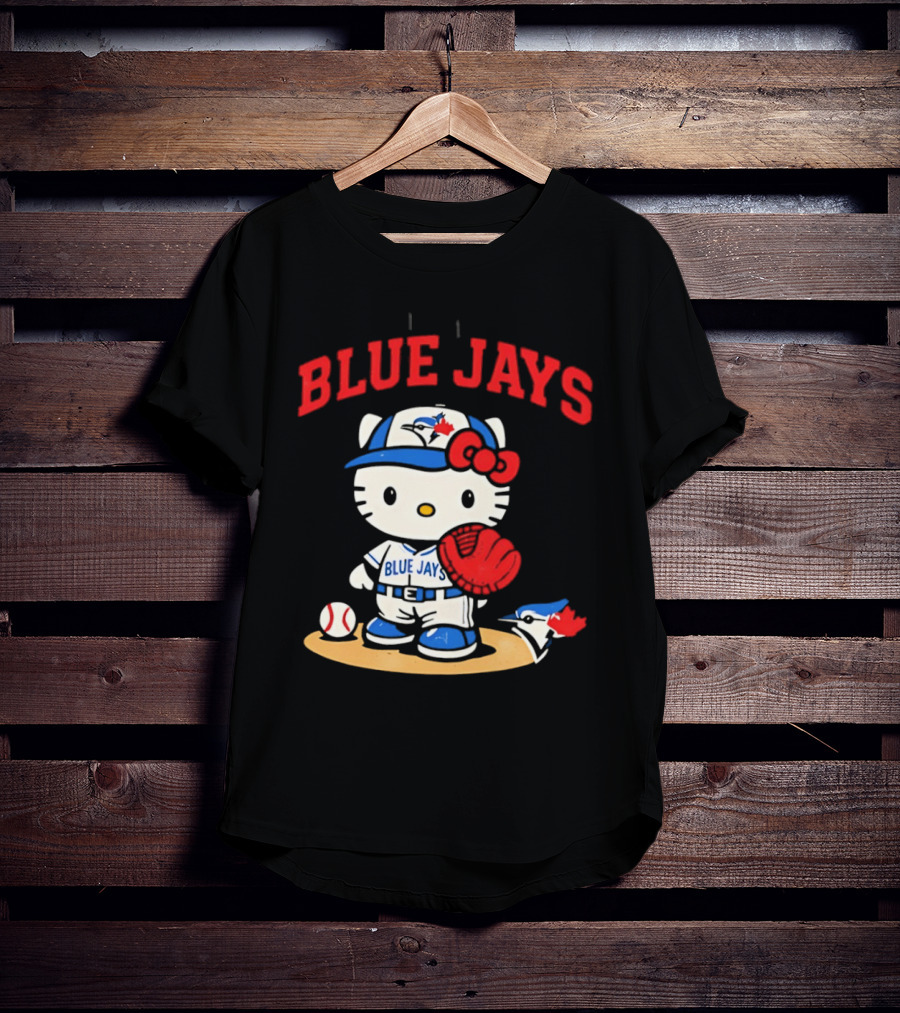 Hello Kitty Toronto Blue Jays Collaboration Baseball Cute Character Merchandise T-Shirt