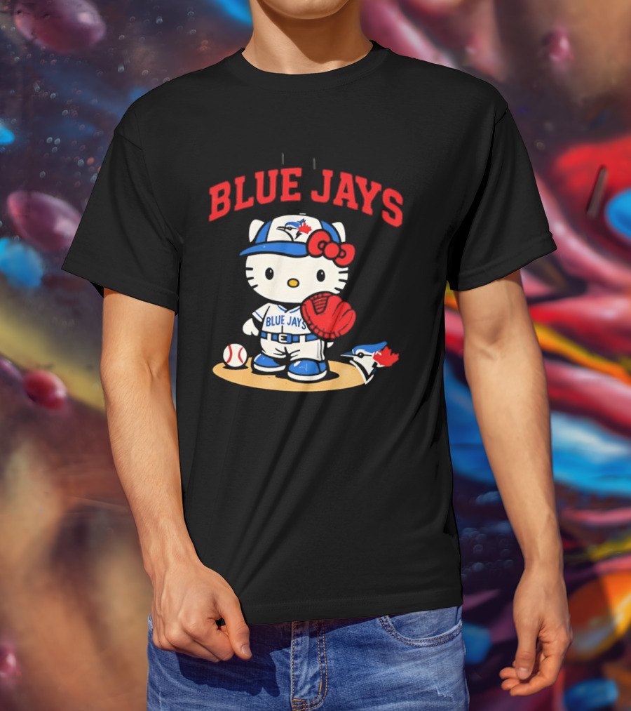 Hello Kitty Toronto Blue Jays Collaboration Baseball Cute Character Merchandise T-Shirt