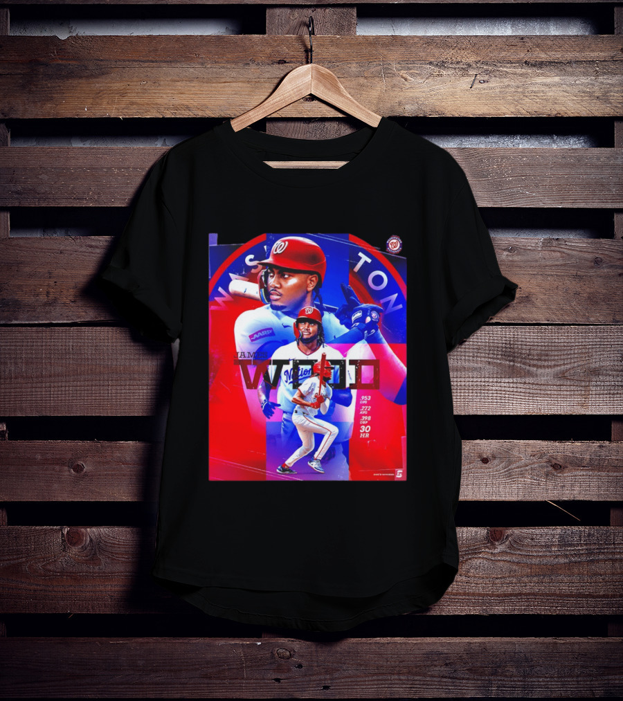 James Wood Washington Nationals .272 AVG .398 OBP 30 HR Collage T-Shirt
