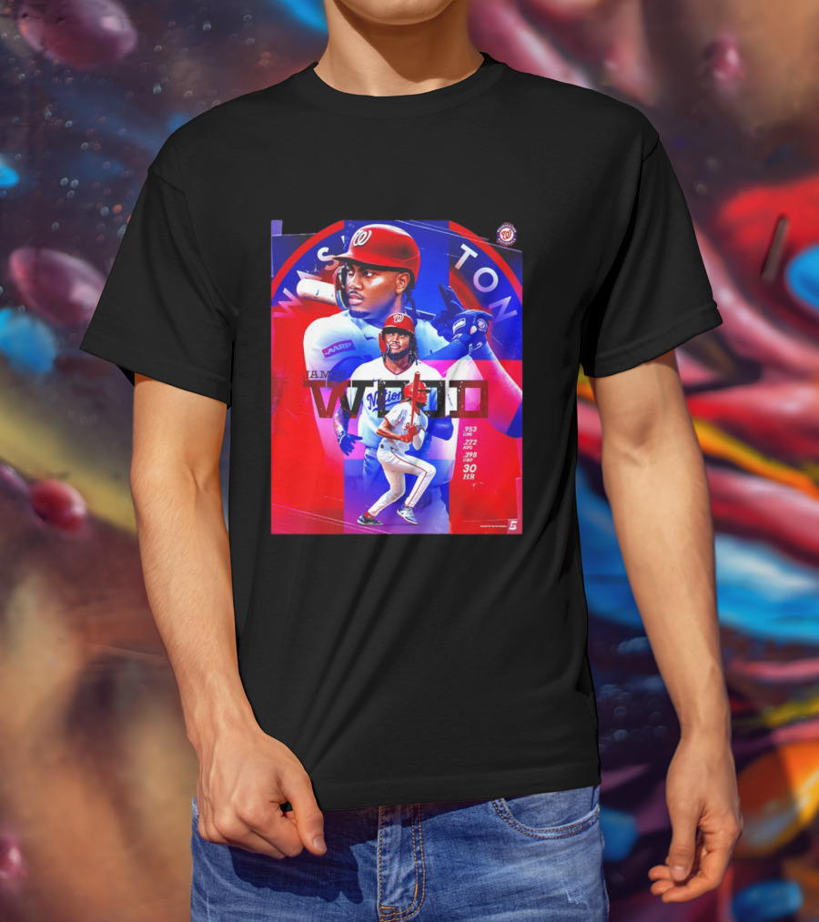 James Wood Washington Nationals .272 AVG .398 OBP 30 HR Collage T-Shirt
