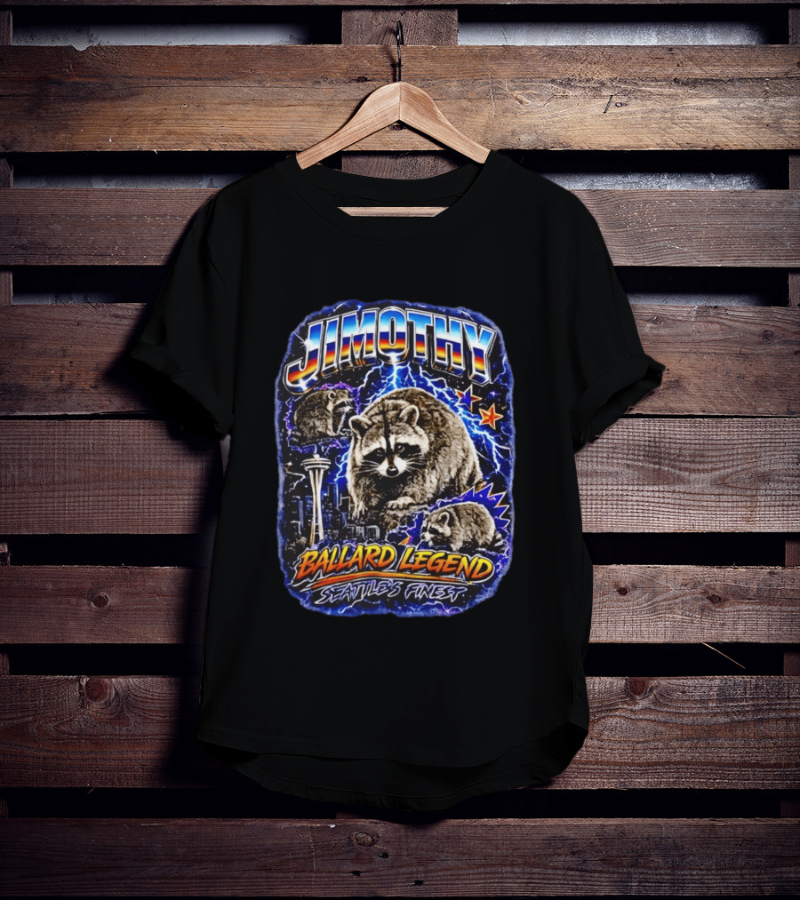 Jimothy Ballard Legend Seattle's Finest Raccoon With Space Needle And Stars T-Shirt
