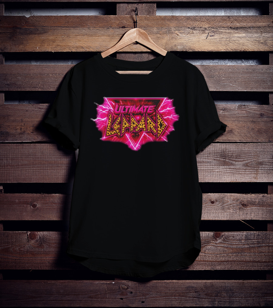 Def Leppard Ultimate Leppard Pink Lightning Leopard Print T-Shirt