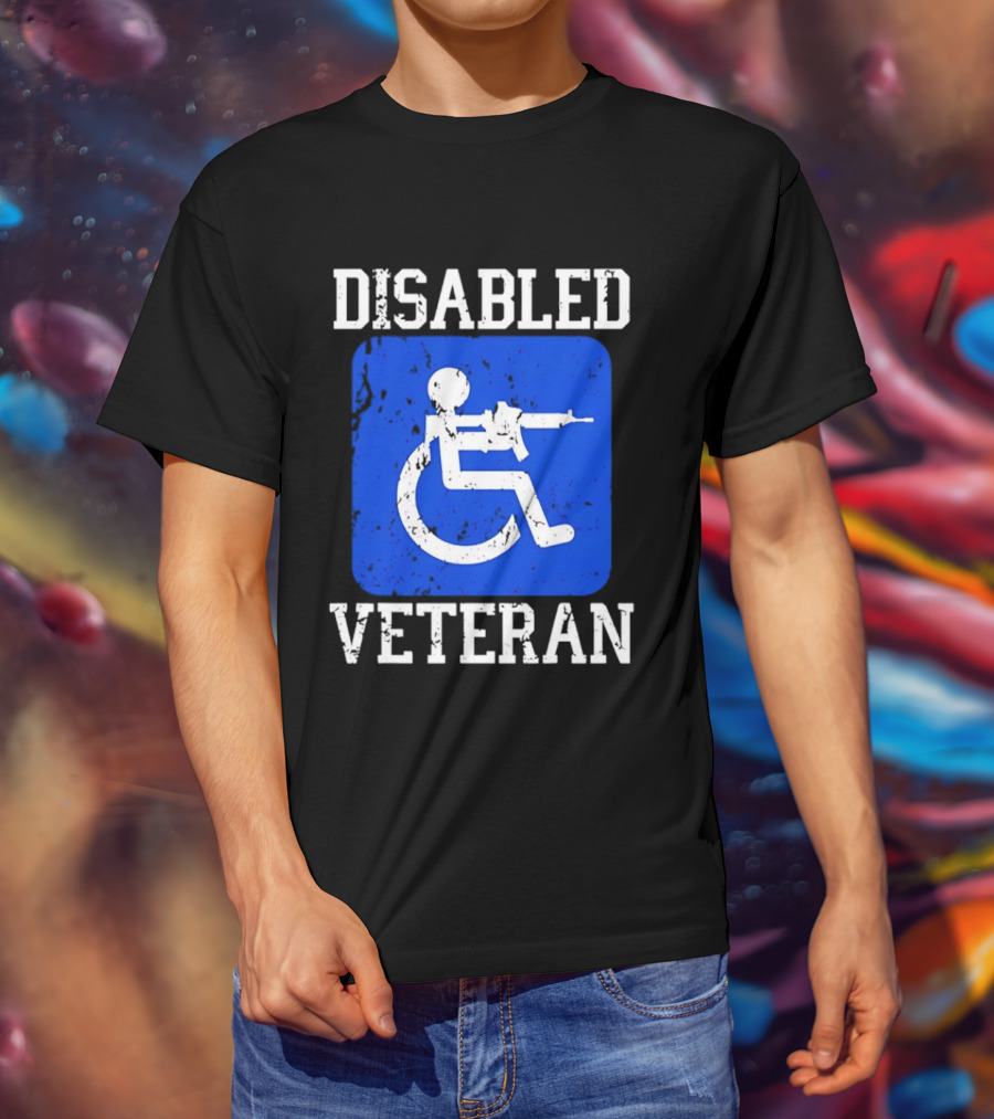 Disabled Veteran Armed Forces Distressed Military T-Shirt