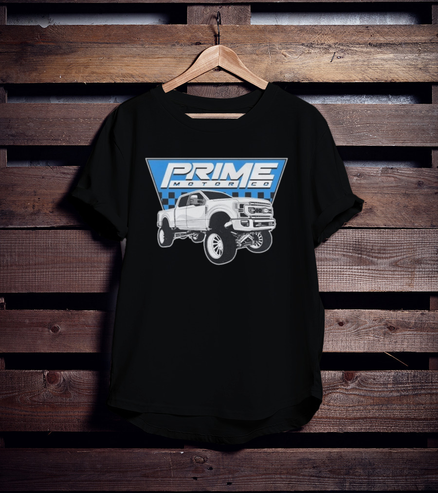 Prime Motor Co Lifted Truck Checkered Triangle T-Shirt